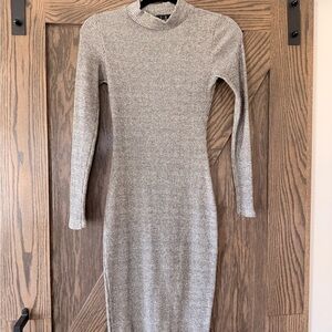 Lulu's Gray Long Sleeve Knit Dress